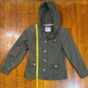 Jolie Olive Kids Raincoat with Stud Accents